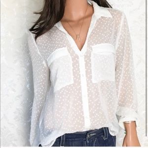 ZARA Swiss Dot Blouse. Sz. L